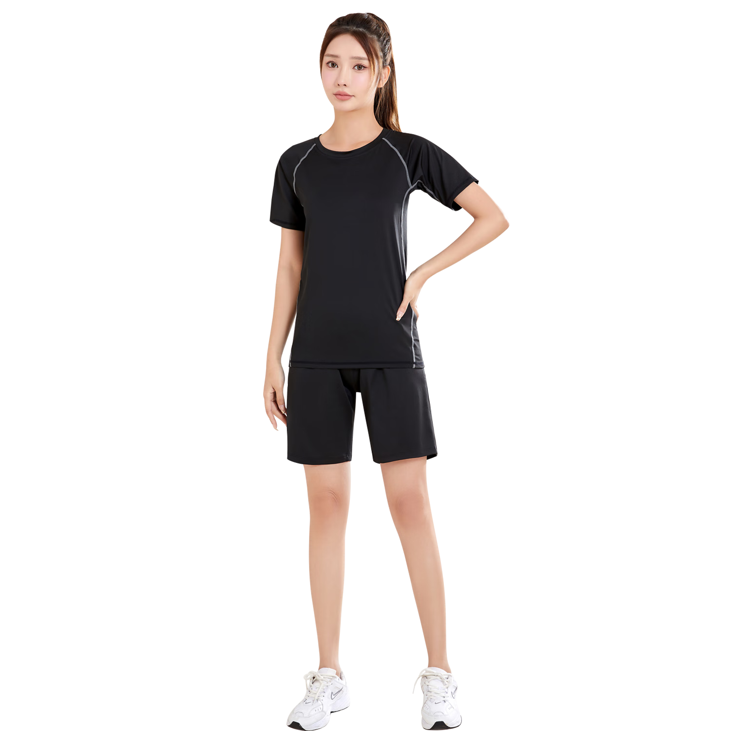 FANDIMU Women's Sports Set Running Suit Yoga Track and Field Fitness Breathable High Elasticity Basketball Badminton Training Clothes