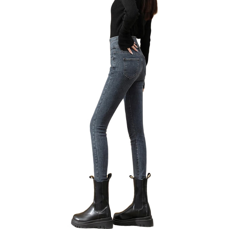 Джинсы Jeanswest женские, сине-серые, размер 27, высокая талия, зауженный крой, коллекция Осень 2025