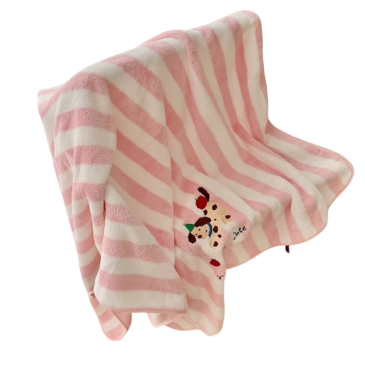 Fan Ye Cute Puppy Thickened Coral Fleece Bath Towel Absorbent Quick-Dry Soft Skin-Friendly Large Towel for Students Dormitory Bath Wrap