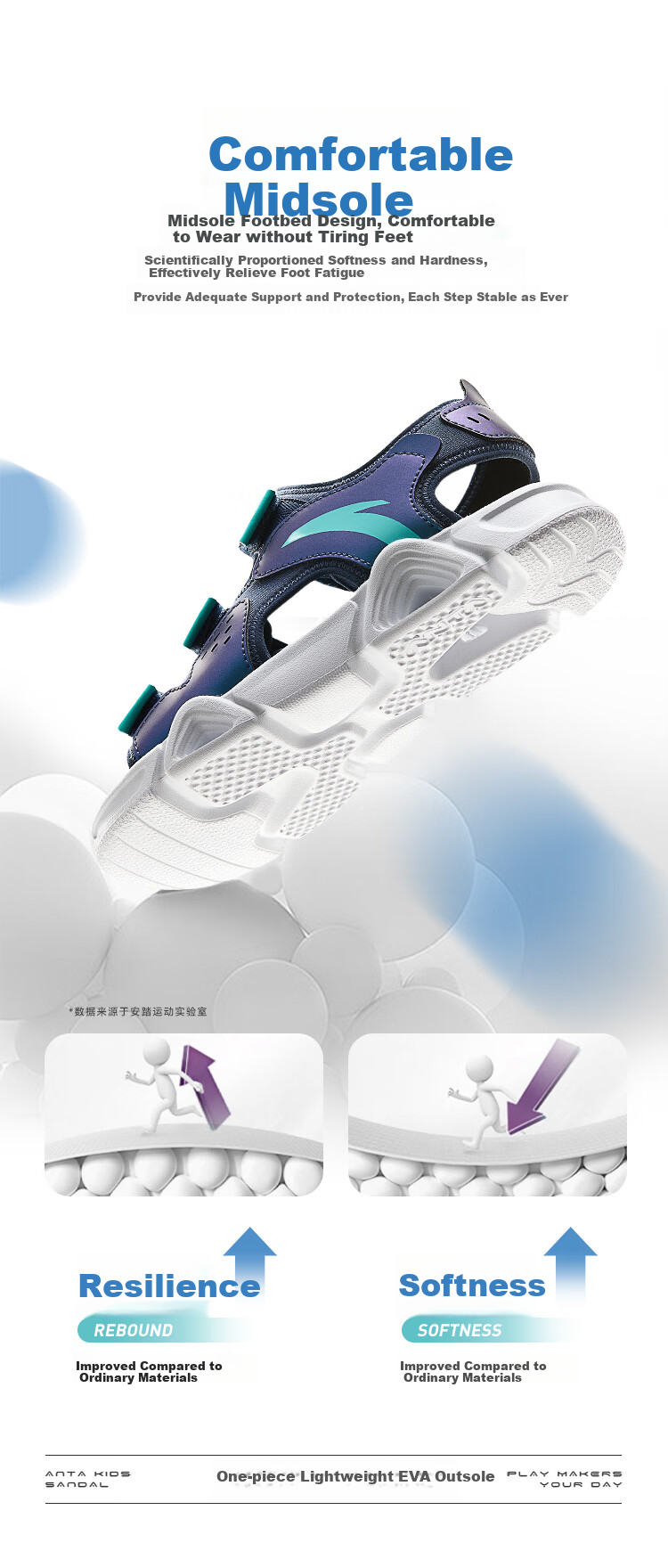 Anta Kids Sports Sandals Girls Big Kids Summer Breathable Velcro Open Toe Beach Shoes A22326962J 15