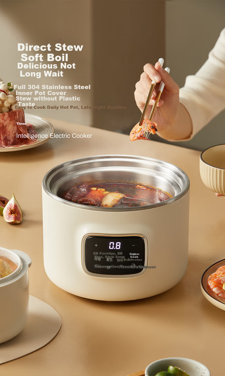 OIDIRE (Oudian) Electric Stew Pot, Double Boiler Soup Cooker, Health-Preserving Ceramic Pot with Automatic Timer for Bird's Nest And Baby Food, ODI-DDZ23A Steamer Model 10