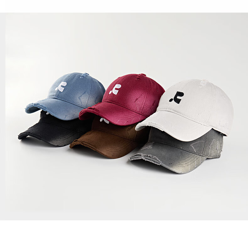 FAPAI American Retro Letter Embroidered Baseball Cap, Women's Summer Vintage Ripped Wide Brim Large Head Circumference Face-Slimming Visor Cap for Me 1