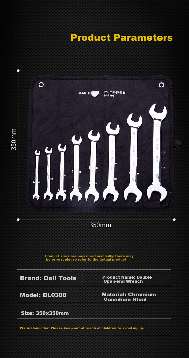 Deli Open-End And Box-End Wrench Set, 14 Pieces, 8-24mm, DL130014T 6