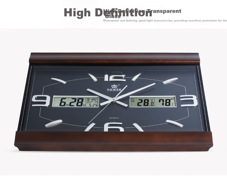 POWER Large Wooden Wall Clock, 52cm Long, Music Chime for Living Room Perpetual Calendar, 0101BLMKS 6
