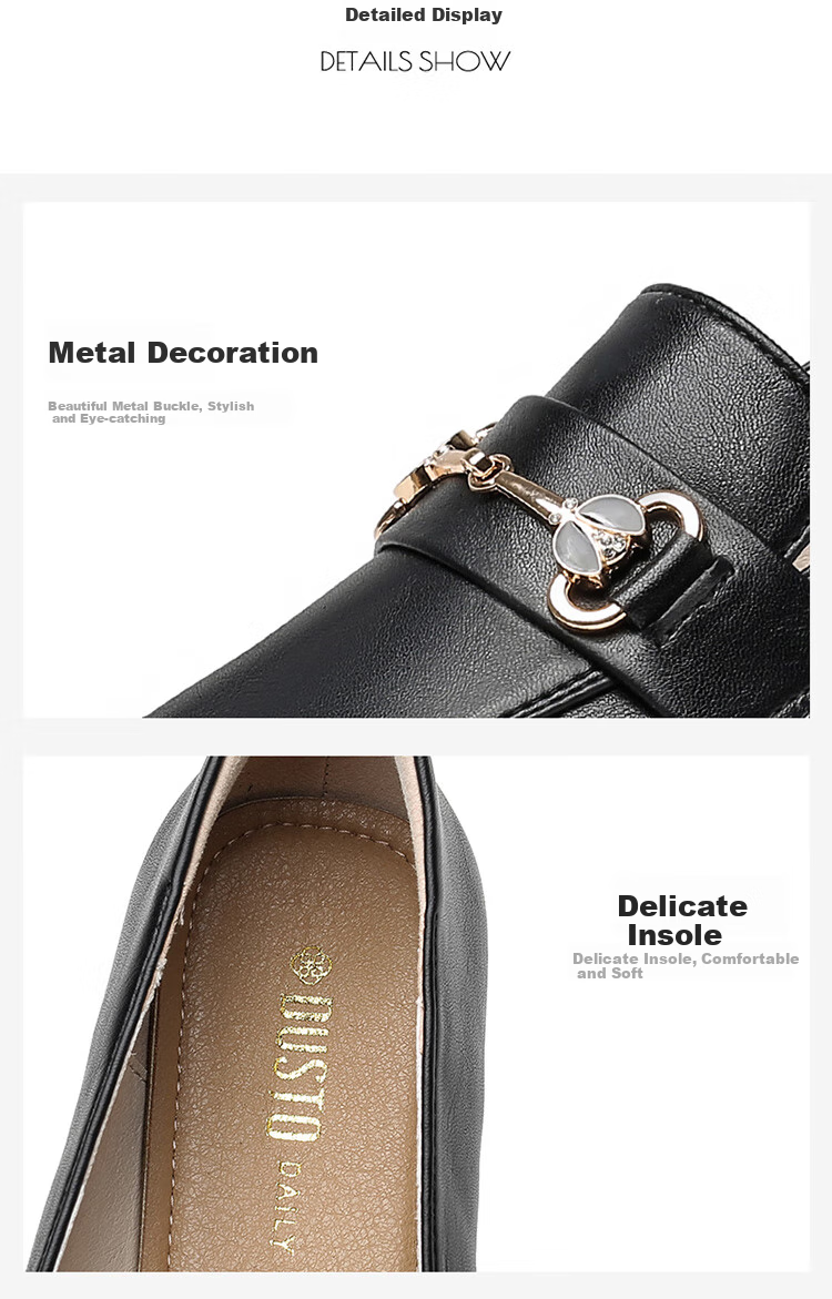 Dusto Low-Heel Women's Shoes, 2026 New Spring Style, Soft-Soled Work Shoes, Black Slip-On Loafers, Small Leather Shoes 8