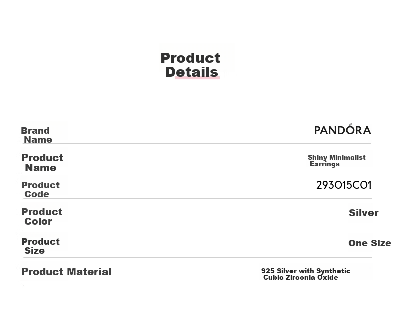 PANDORA Shiny Minimalist Earrings with Embedded Design, Stylish High-End Birthday Gift for Girlfriend 1