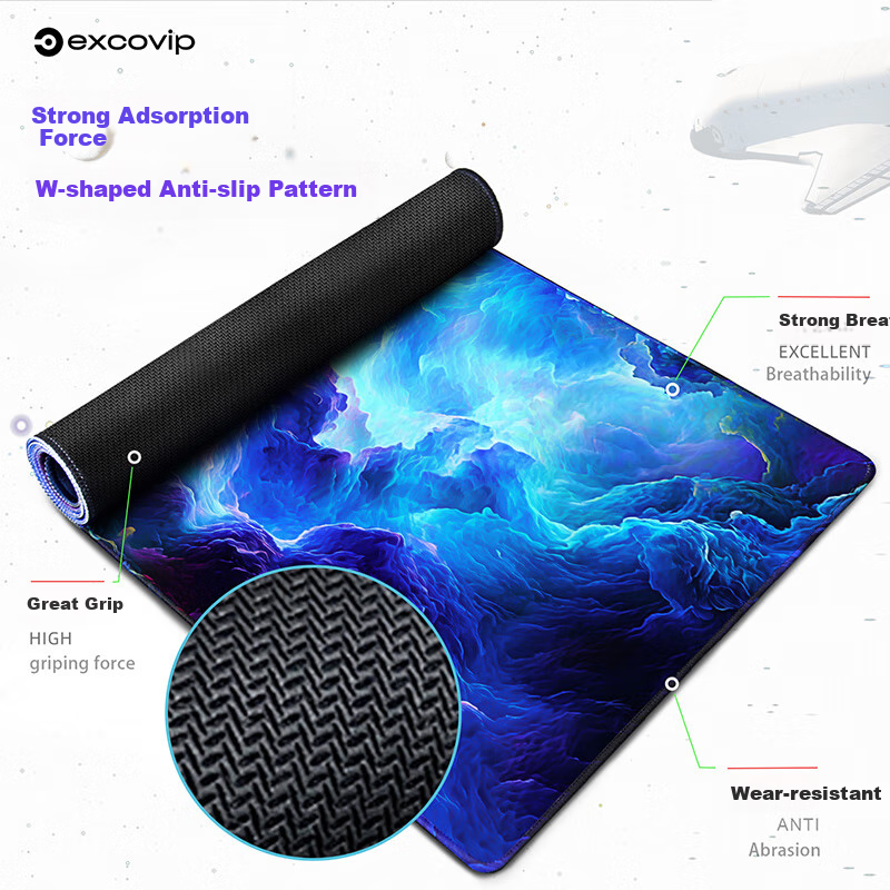 EXCO Dazzling Nebula Gaming Mouse Pad, Large Desk Mat, E-Sports Office Laptop Keyboard Mouse Pad, Thickened Student Desk Mat, Precision Edge Locking 0453 7