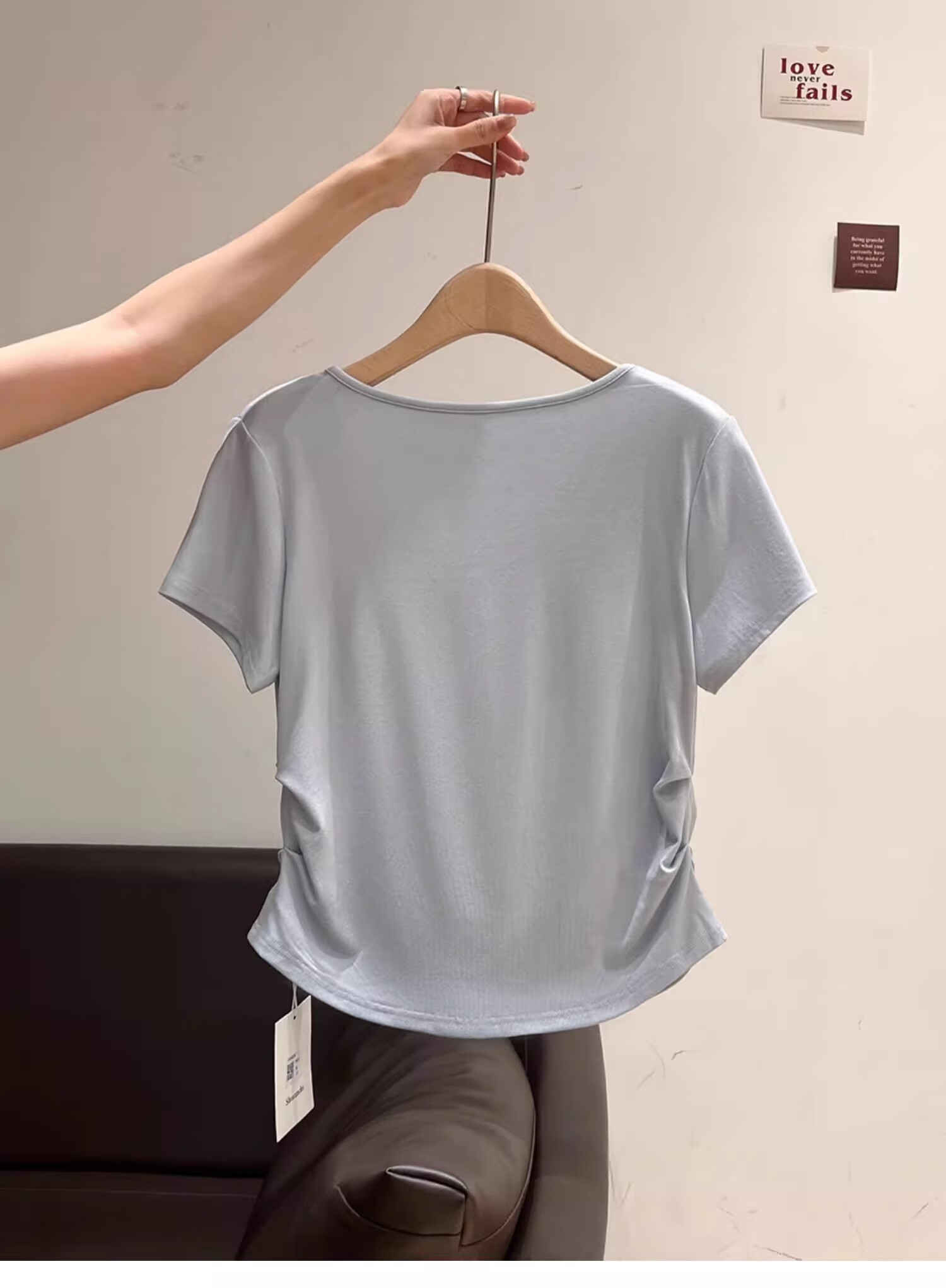 Woodpecker Women's Loose Fit Short Sleeve T-Shirt Summer New V-Neck Ruffled Waist Slim Crop Top White 2XL 13