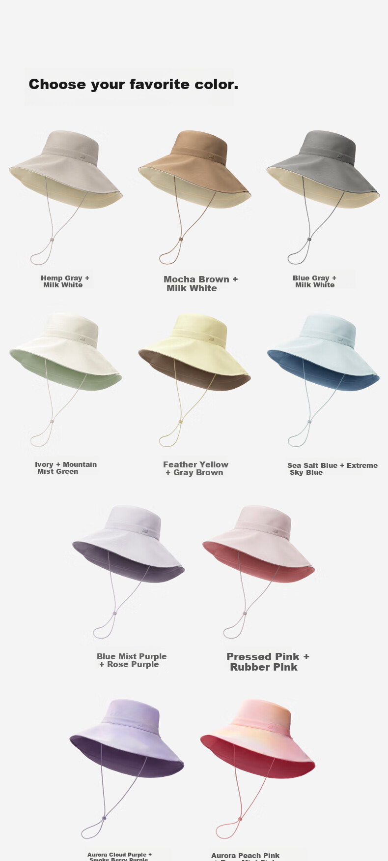 Jiao Nei Liang Pi 303UV Sun Protection Fisherman Hat for Women, Wide Brim, Breathable, Cooling, Outdoor Summer UV Protection 22