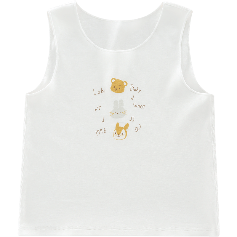 Labi Baby Kids Vest Homewear Unisex Four-Season Pure Cotton Base Shirt Off-White 100