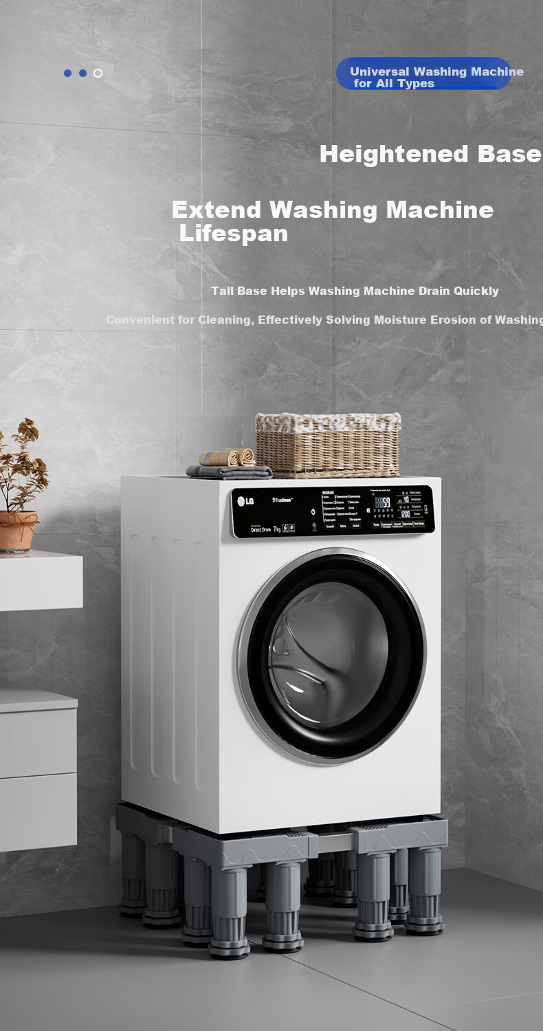 Zhaizhiduo Universal Fully Automatic Washing Machine Anti-Vibration Heightening Base, Shock-Absorbing Non-Slip Movable Washing Machine Accessory Base, Heightened 4-Legged Base 4