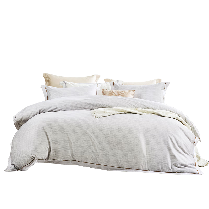 Fuanna Bedding Set 3-Piece 100S Long-Staple Cotton Sateen Single Bed Sheet and Duvet Cover 152x210cm Tranquil Gray