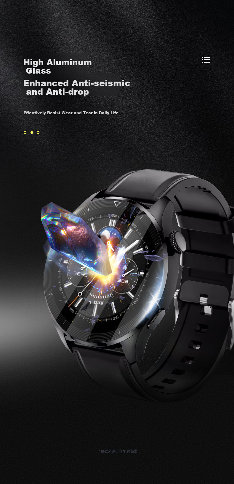 CangHua [3-Pack] Screen Protector for Huawei Watch GT3 Pro, Tempered Glass Film, Full Coverage, Ultra-Thin, Shatterproof, Anti-Fingerprint Watch Film, 46mm 3
