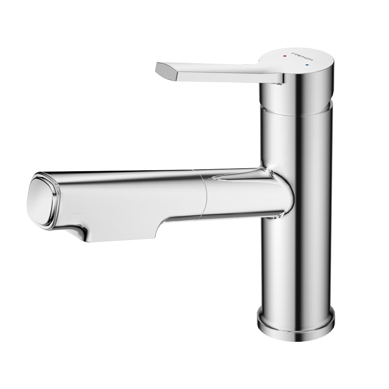 FAENZA Bathroom Sink Faucet, Pull-Out Design, Cold And Hot Water, Single Hole, Extendable Spout, Model 205CP