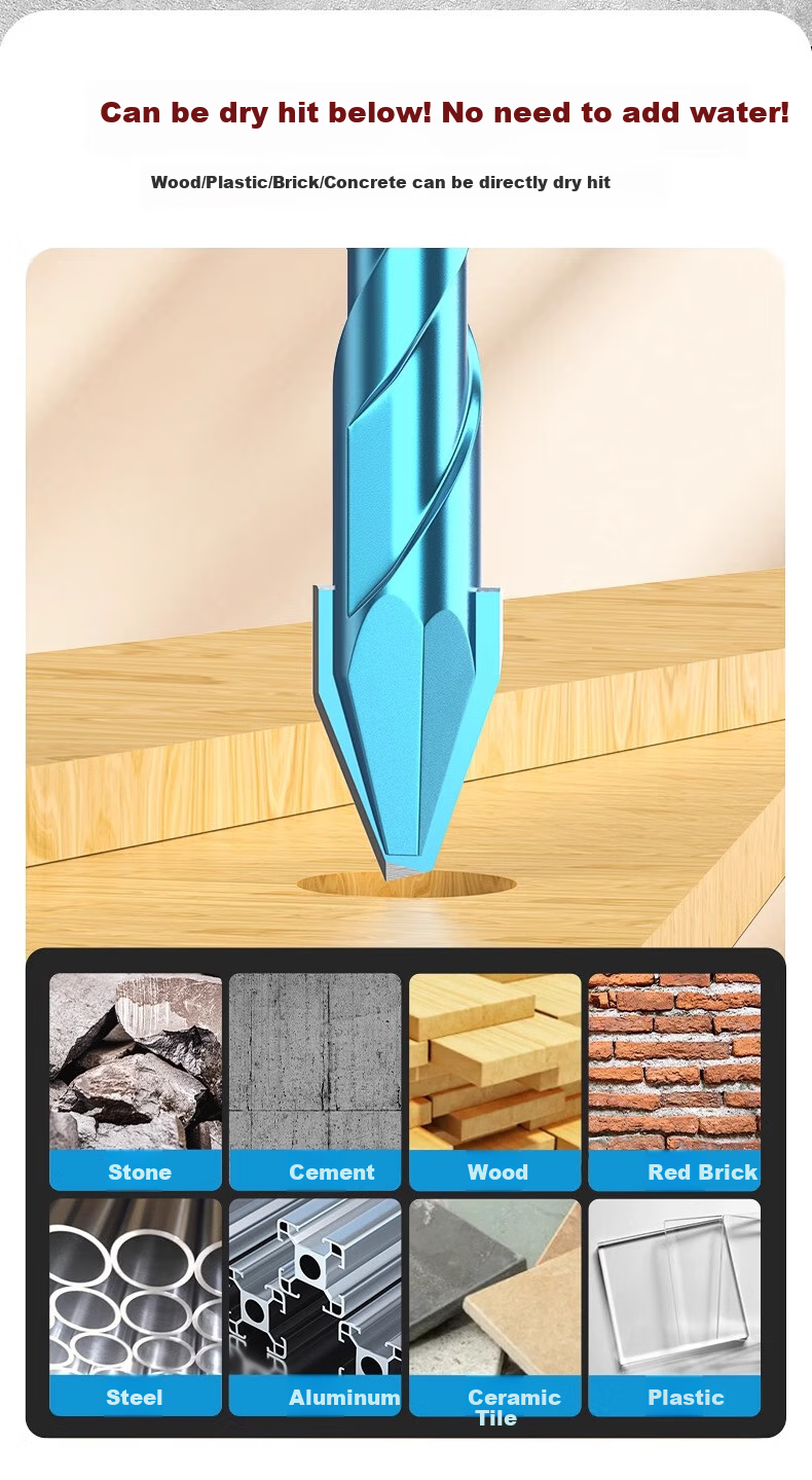 HUHAO Ultra-Hard Ceramic Angled Eccentric Drill Bit, Alloy Triangular Drill Adapter, All-Ceramic Tile Drilling Special Drill Bit, 6mm 5