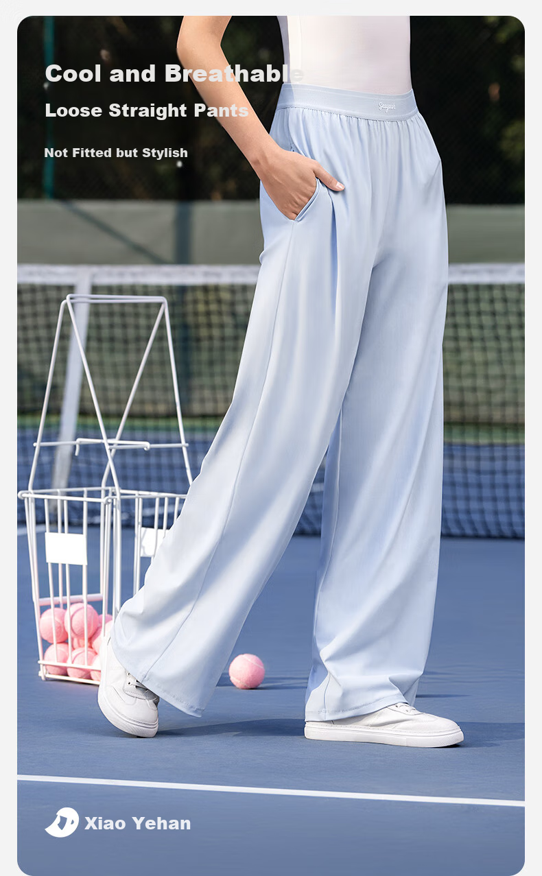 KAZUKOIN Straight-Leg Pants for Women, Summer Black, Draping High-End Feel, Casual Loose Sun Protection Trousers 1