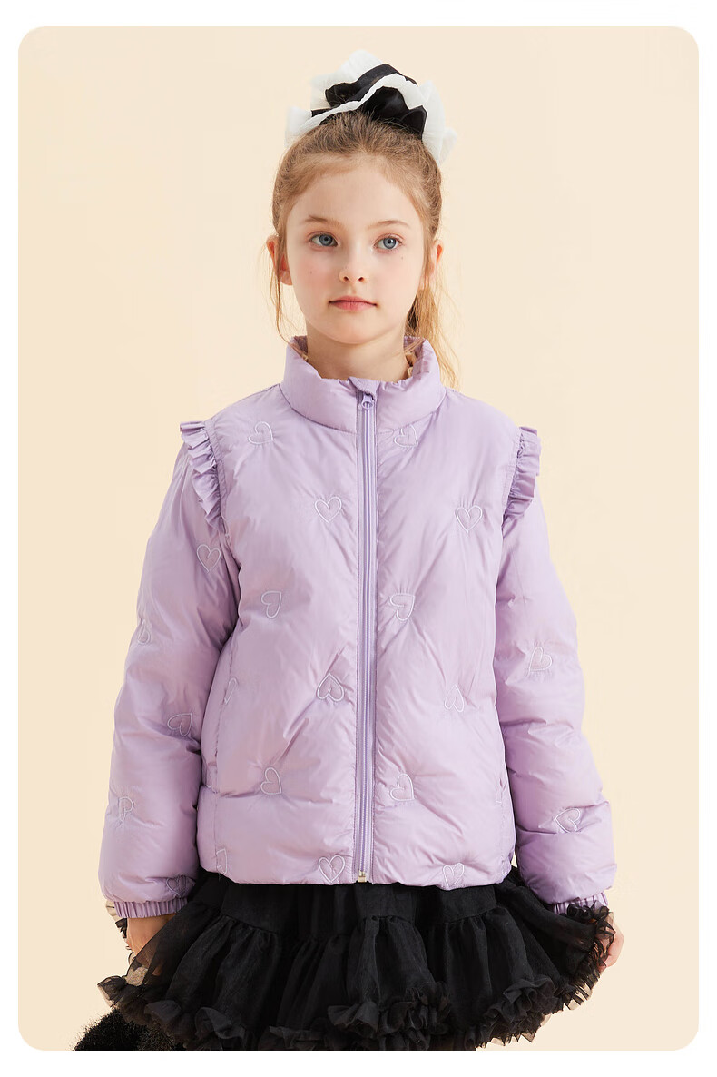 Follow Me Girls Lightweight Down Jacket Winter Children's White Duck Down Short Stylish Warm Coat Black 120cm 8