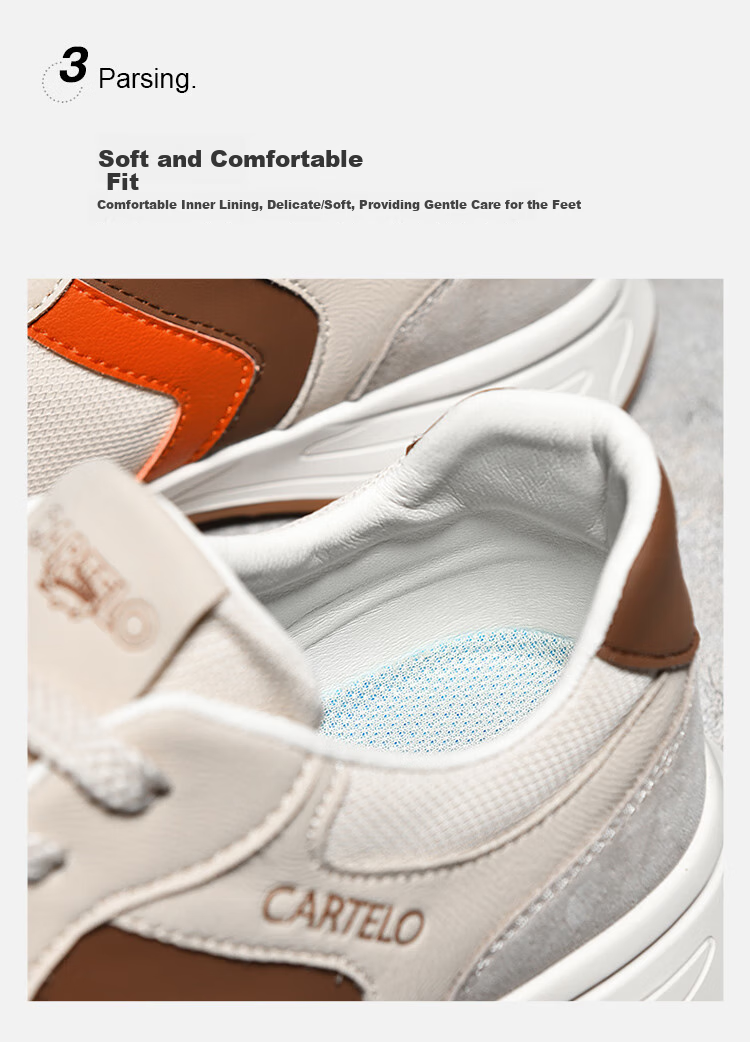 CARTELO Men's Casual Shoes, Breathable Trendy Versatile Travel Shoes, Men's Running Sneakers QH8038 White-Gray 41 9