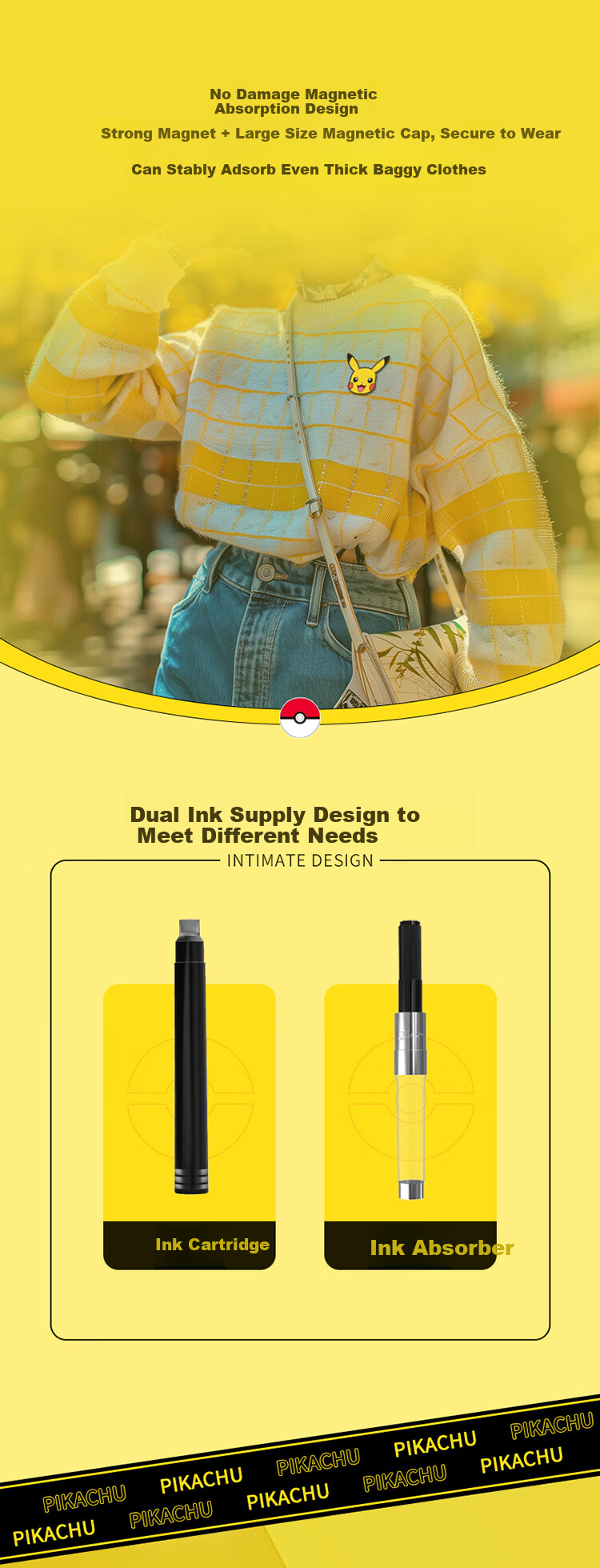 Pimio Fountain Pen Gift Box, Pokemon Collaboration Classic Set, High-End Adult Birthday Gift for Men And Women, Signature Business Back-To Present, 987 Dazzling Gold 10