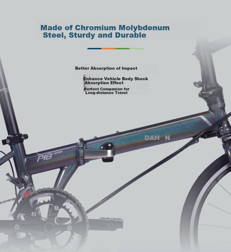 DAHON 451 Wheel Set, 18-Speed, Curved Handle Folding Road Bike, KDC083, Electroplated Silver 3