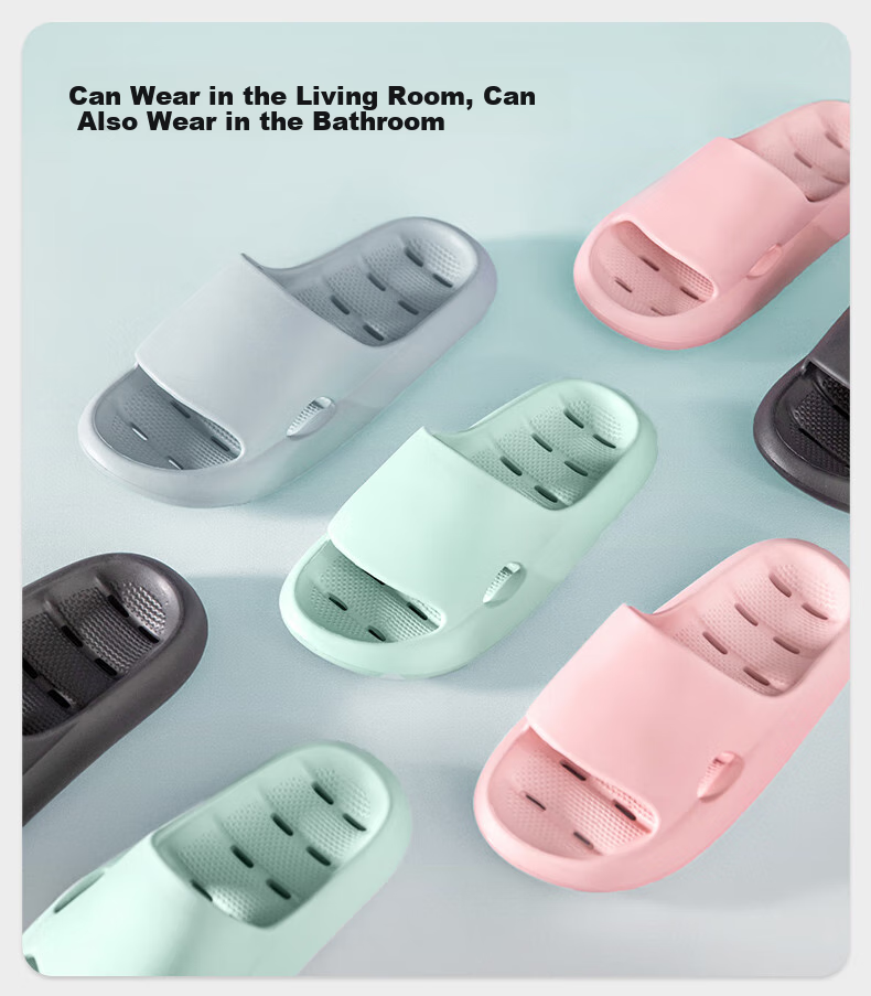 MINISO Slippers for Men, Summer Bathroom Shower Non-Slip Water-Draining Quick-Drying Odor-Free Home Breathable Sandals for Women, Black 1