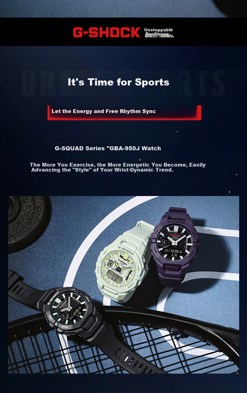 Casio Men's G-SHOCK Semi-Smart Outdoor Sports Digital Watch, Japanese/Korean Style, Gift for Boyfriend, GBA-950 2