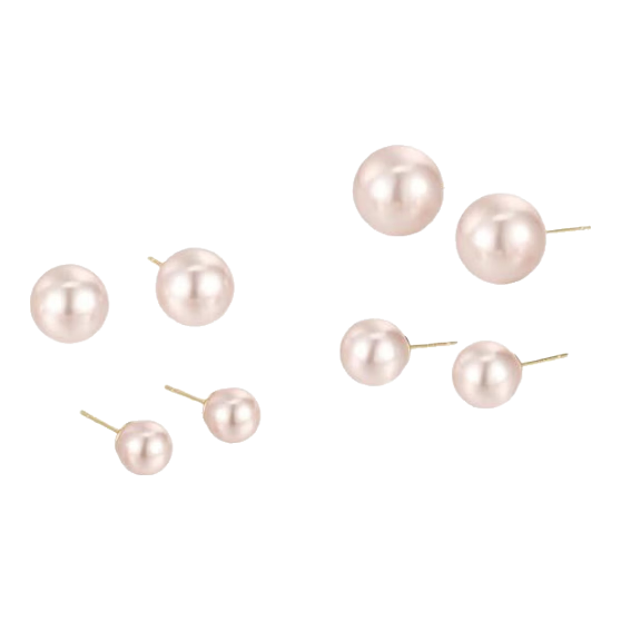 AJIDOU Popular Imitation Pearl Stud Earrings, 925 Sterling Silver Needle, Exquisite Versatile Round Large Pearl, Pink 8mm, Mid-Autumn Festival