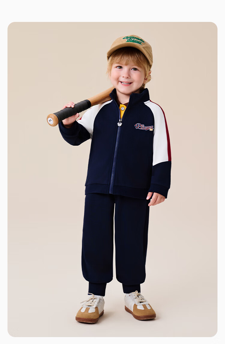 Classic Teddy Kids Set Boys Girls Jacket and Pants 2-Piece Mid-Child Spring Casual Sports School Style Dark Blue Size 90 11