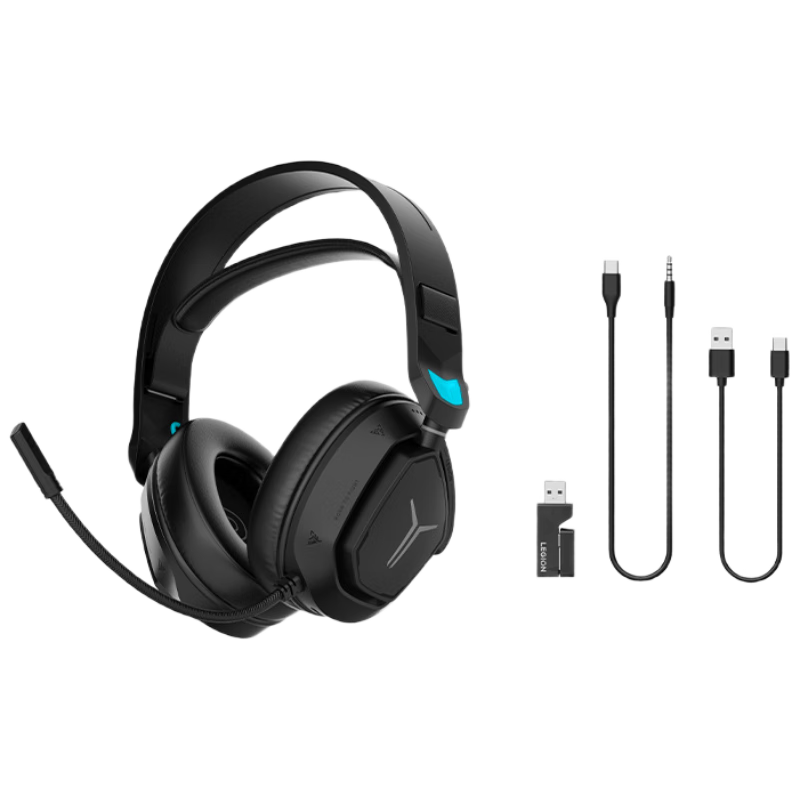 Lenovo Savior Wireless Gaming Headset R360 USB 7.1 Channel 2.4G Wired Wireless Bluetooth Over-Ear Gaming Headphones with Microphone Compatible with Triangular Action Black