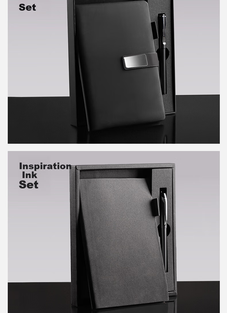 Deli [Mid-Autumn Festival Gift] Notebook Gift Box A5/80 Sheets Leather Cover, Exquisite Set, Office Gift Box, Writing Gift Box, Pen + Clip, Leather Cover Notebook BP81 4