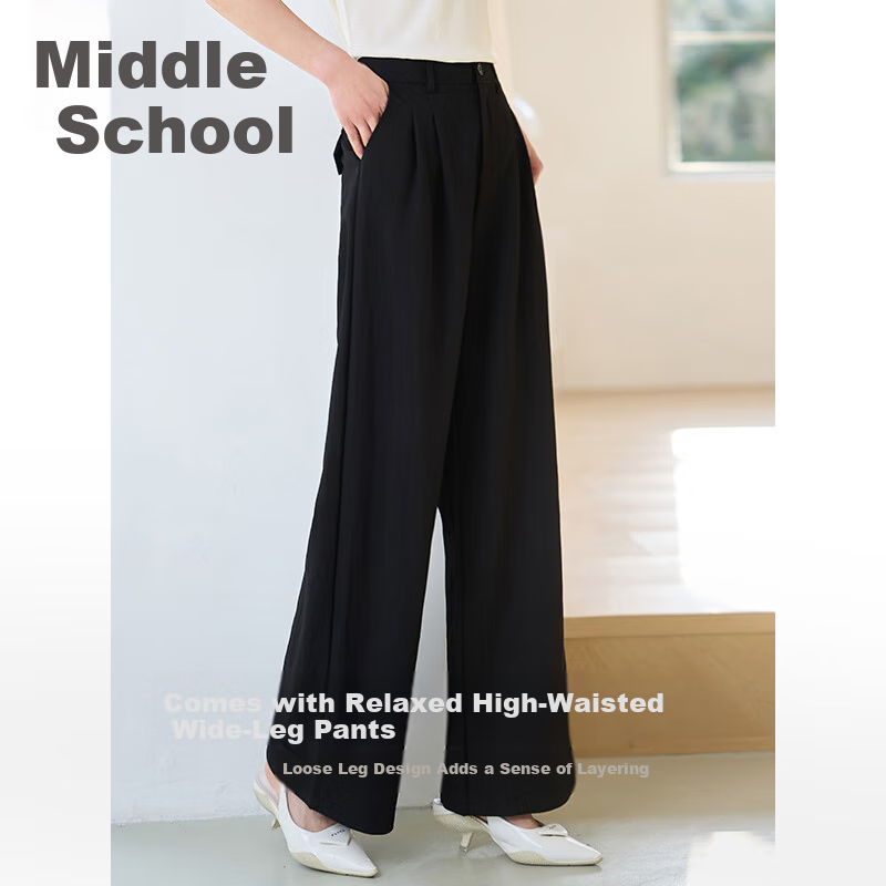 Chushen Spring And Summer Wide-Leg Pants for Women, High-Waisted, Height-Increasing, Straight-Leg, Loose-Fitting, Slimming, Relaxed Casual Long Pants S52X062