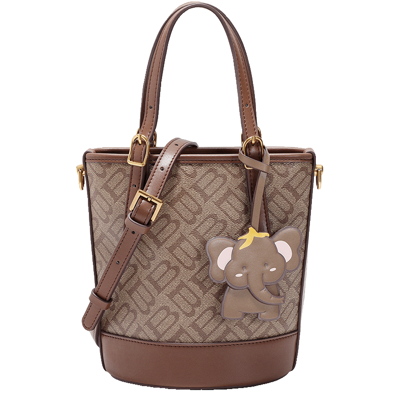 Belle Mother's Day Gift, Women's Bag, Seagull Logo Tote Bag for Mom, Little Dinosaur Bucket Bag X7233AX5, Crimson Color