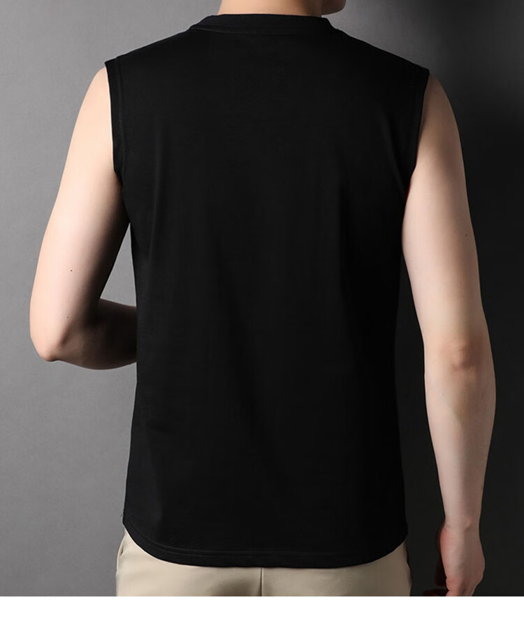 JEEP SPIRIT Cotton Tank Top for Men, Summer Round Neck Sleeveless Tee, Men's Wearable Elastic Undershirt, Black, 3XL 13