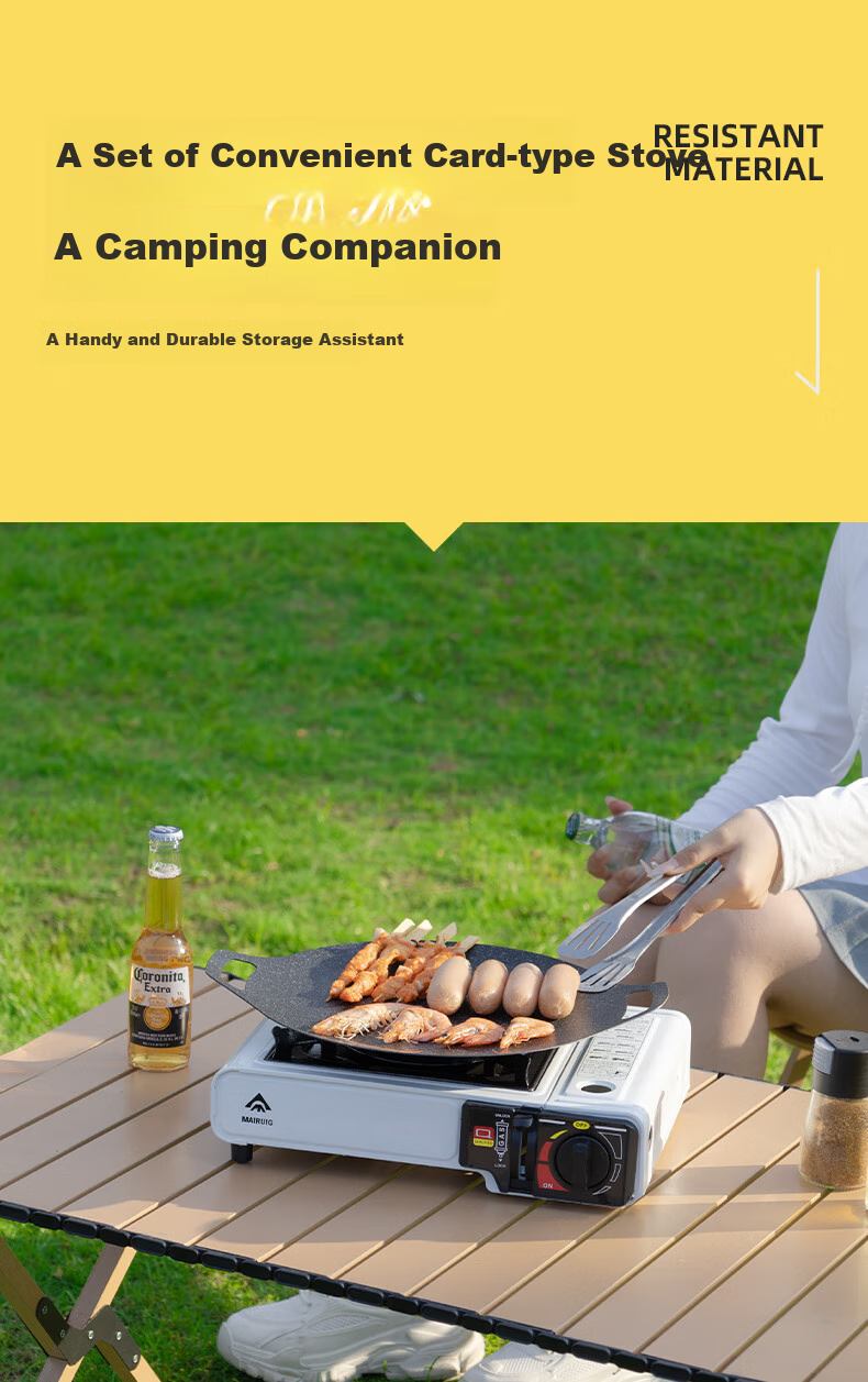 Mairuige [Barbecue Utensils], Portable Gas Stove, Outdoor Cooking Equipment, Compact Magnetic Gas Canister Storage Bag Set 7