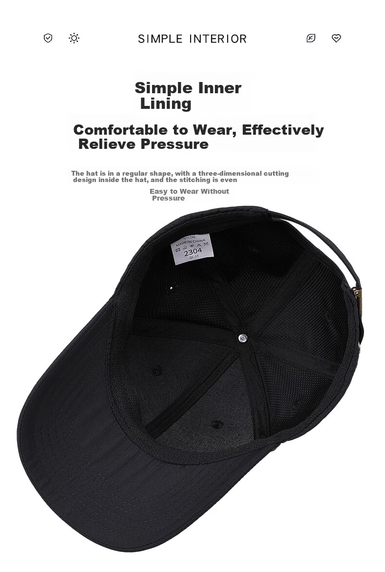 Denssyne Non-Fading Hard Brim Hat for Men, All-Season Outdoor Versatile Sun Protection Baseball Cap, Authentic Brand High-Quality Peaked Cap 5