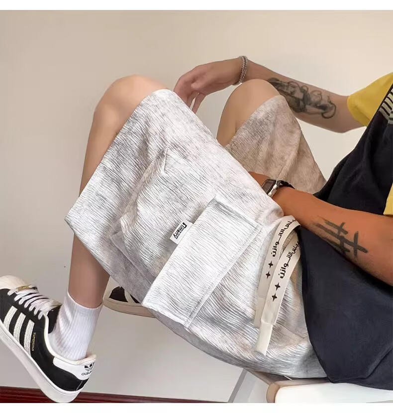 JEEP SPIRIT Men's Summer Workwear Shorts Casual Loose Ice Silk Big Pocket Black XL 7
