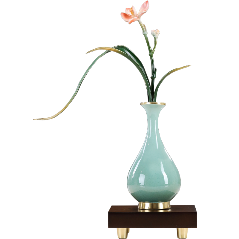 Mr. Nan Chu Orchid Cloud Vase Copper Ornament New Chinese Style Desktop Living Room Entryway Study Decoration Housewarming Opening Gift
