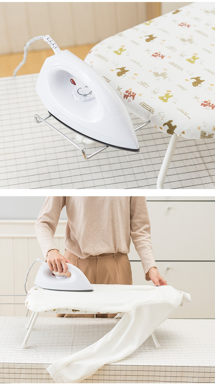 Ourunzhe Ironing Board, Home Use Ironing Board, Ironing Board with Adjustable Height, Brown Grid Fabric Ironing Board, 32 Inches 3