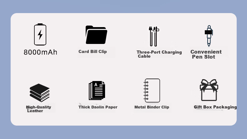 Weimei A5 Loose-Leaf Notebook with Built-In Multifunctional Power Bank, Wired Charging, Customizable Logo, Thickened Journal, Replaceable Pages, High-End Business Gift, Teacher's Day Gift for Teachers, Notebook 2
