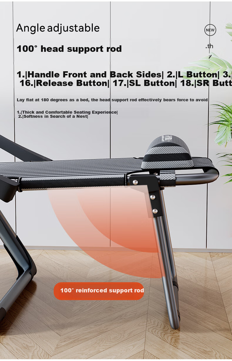 Nanjiren Folding Bed Lounge Chair, Single Bed, Office Nap Chair, Accompanying Care, 13-Level Adjustable Recliner 5