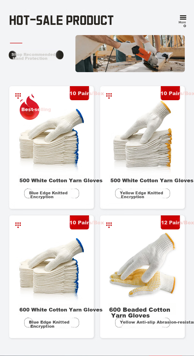 Teweiqiang Cotton Work Gloves, 30 Pairs/pack, 800 Red Edge, Thickened, Non-Slip, Wear-Resistant, Industrial White Cotton Yar 1