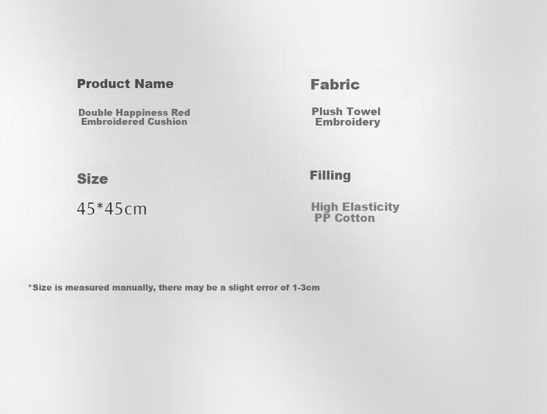 Shuixingjiafang Wedding Hug Pillow, Fiber Pillow, Bed Backrest, Headboard, Wedding Gift, Wedding Decoration, One Piece, Double Happiness Desig 27