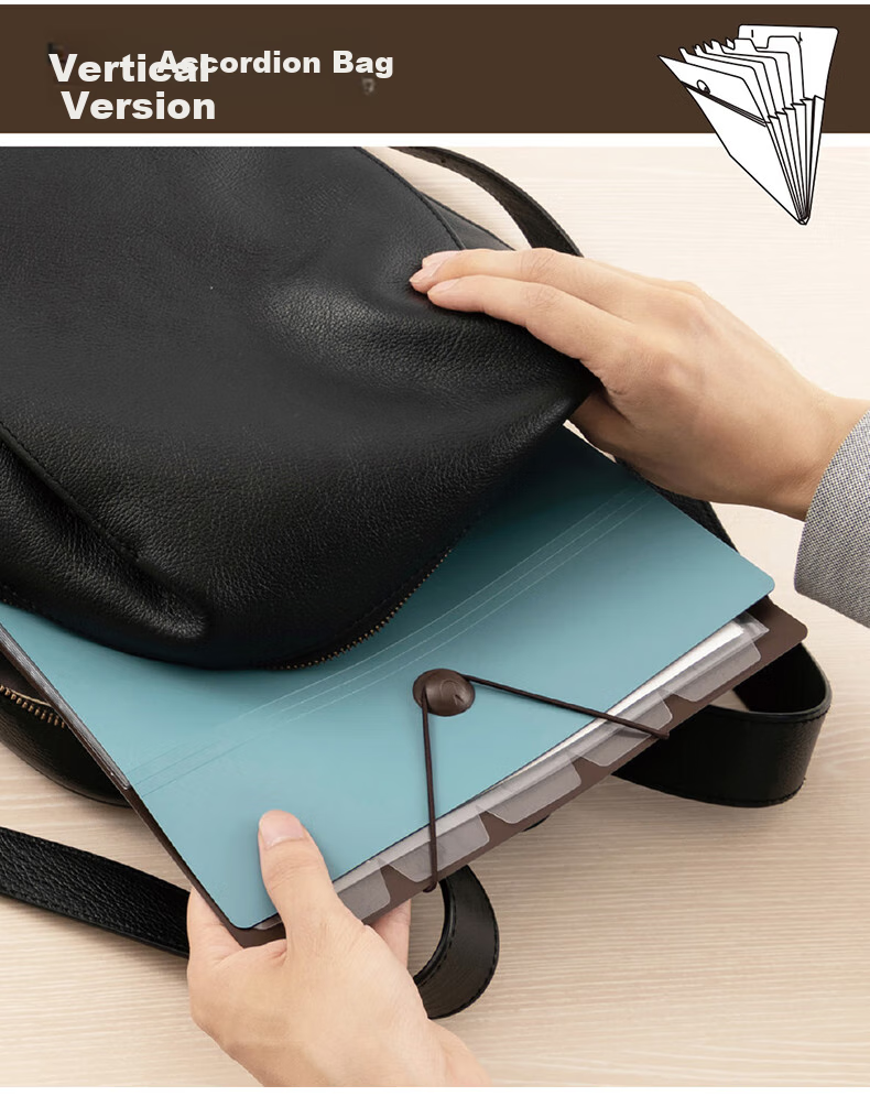 Nakabayashi [Back to School Essential] Nakabayashi A4 Vertical Accordion File Folder with Index, Document Organizer with Strap, Light Gray, DF-A411S 4