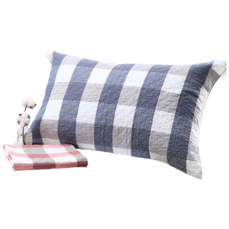 KING SHORE Pure Cotton Pillowcase, 3A Antibacterial Three-Layer All-Cotton Pillow Cover, Breathable, Sweat-Absorbing, Soft Blue, Single Piece, 52*78cm, 133G