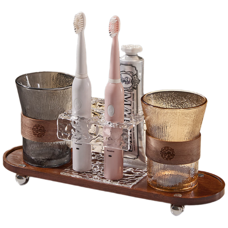 FANXIA Premium Couple Mouthwash Cup 4-Piece Set Hotel Home Glass Toothbrush Cup Bathroom Dental Rinse Cup