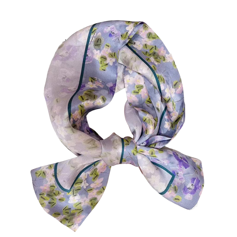 GLO-STORY Women's Scarf Korean Style Long Versatile Floral Square Scarf Gift for Mom Mother's Day Birthday Gift Box Set