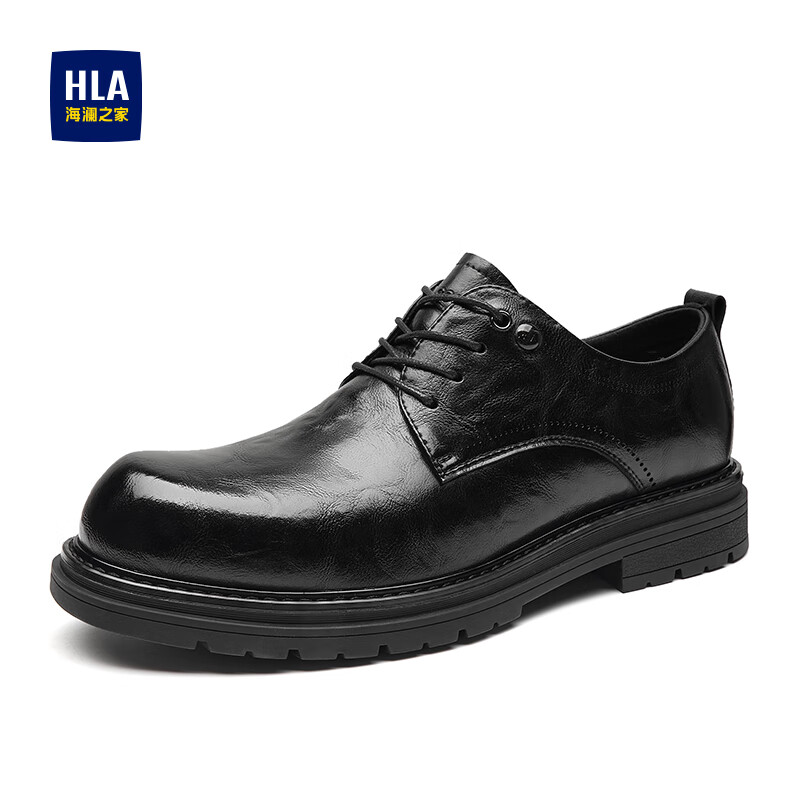 HLA Men's Business Dress Shoes Thick Sole Height Increasing Casual Derby Shoes HAAPXM3EAO217 Black Size 38