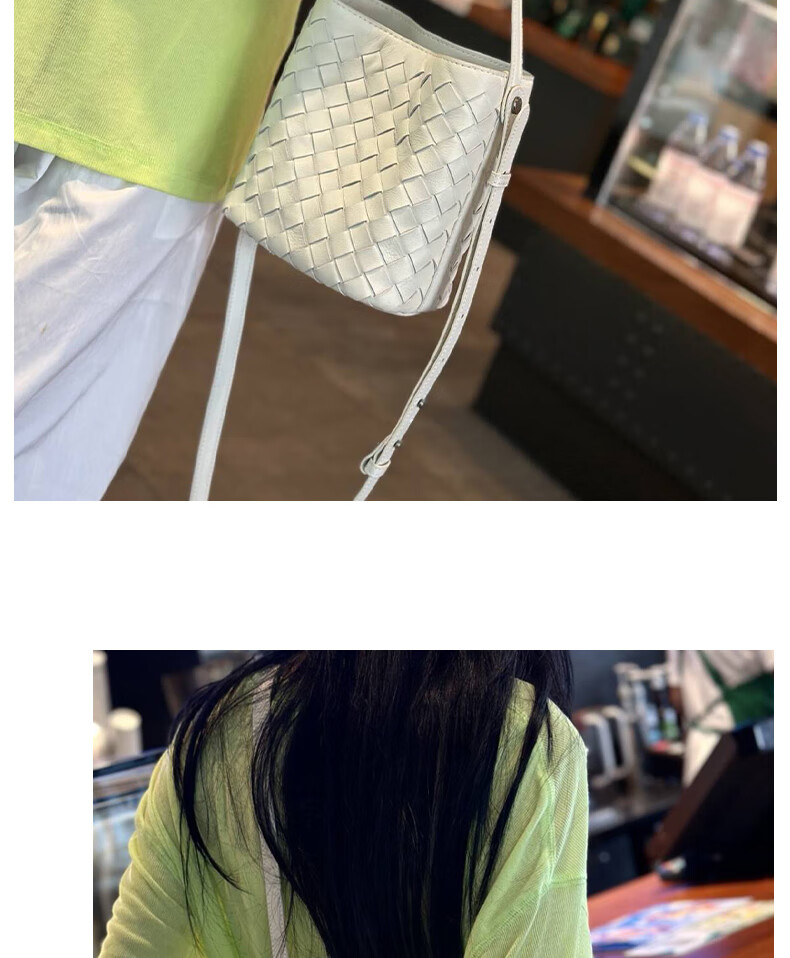 Viney Leather Handbag for Women, Woven Bucket Bag, Light Luxury Crossbody Shoulder Bag, Practical Birthday And Mother's Day Gift for Mom 5