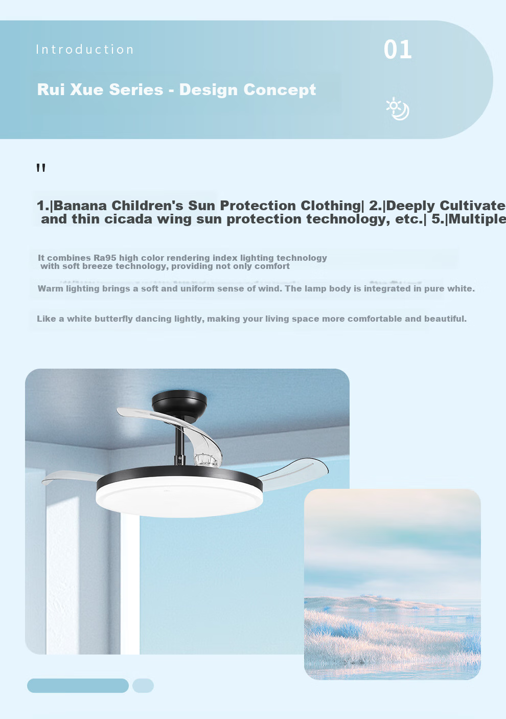NVC Lighting Fan Light, Ceiling Fan Light for Dining Room And Bedroom, Nordic Style, High Color Rendering Index, Ultra-Thin, Variable Frequency, Simple Black Design, 42 Inches, 36 Watts 2