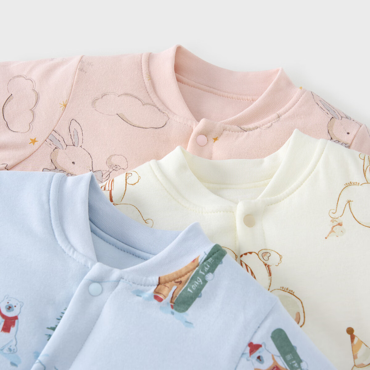 TONGTAI Baby Cotton Padded Romper Autumn Winter Newborn Cotton Jumpsuit Blue 80cm